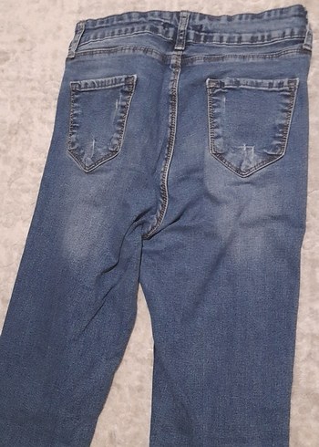 Kadın Mavi Bol Kesim Midi Kot Pantolon - Görsel 2