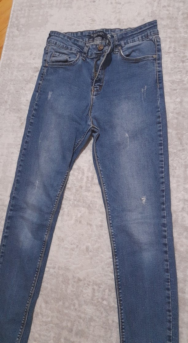 Kadın Mavi Bol Kesim Midi Kot Pantolon - Görsel 3