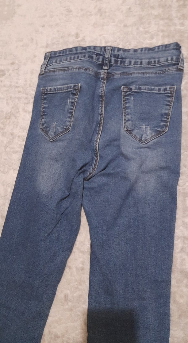 Kadın Mavi Bol Kesim Midi Kot Pantolon - Görsel 2