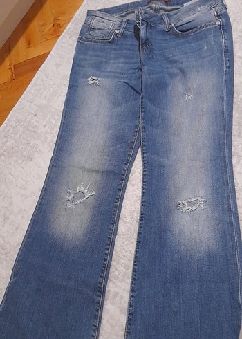 Kadın Mavi Bol Kesim Denim Pantolon - Görsel 2