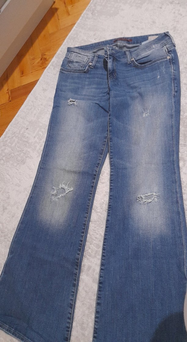 Kadın Mavi Bol Kesim Denim Pantolon - Görsel 2