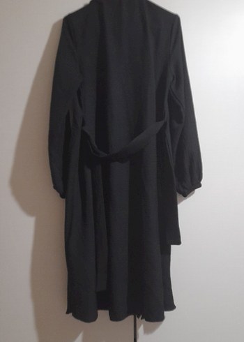 Kadın Siyah Uzun Kollu Gevşek Kesim uzun hırka pardesu - Görsel 4