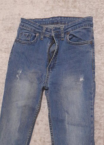 Kadın Gri Mavi Normal Boy Kot Pantolon - Görsel 3