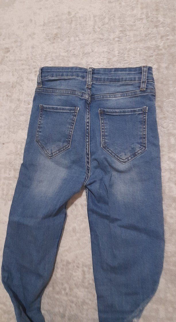 Kadın Gri Mavi Normal Boy Kot Pantolon - Görsel 2