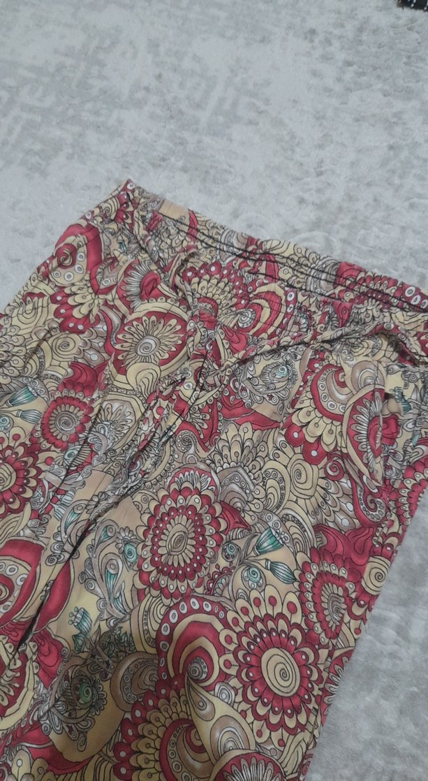 Bohem Çok Renkli Dantel Detaylı Kadın Kumaş Pantolon - Görsel 2