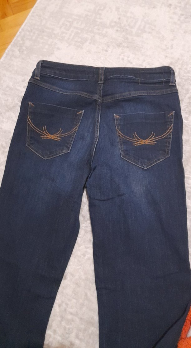 Lacivert Kadın Midi Boy Denim Pantolon - Görsel 2