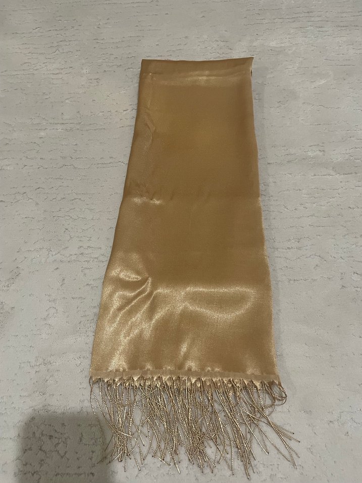 Kadın Parlak İpek Şal Püsküllü Bohem - Görsel 2