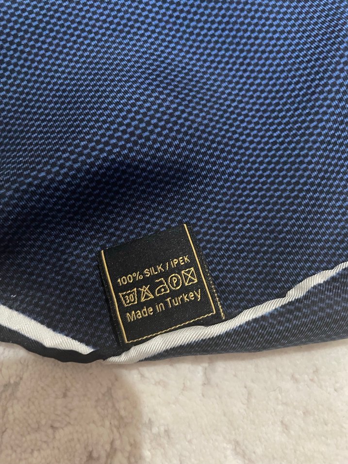 Koyu Mavi Bohem Kadın İpek Eşarp - Görsel 3