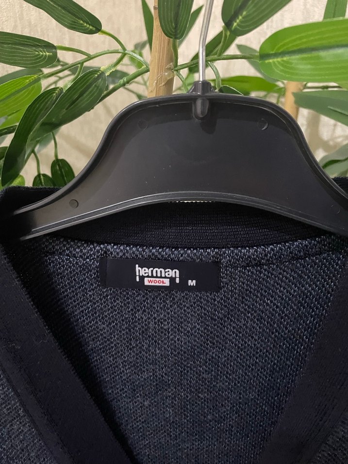 Erkek  V Yaka Örgü Kolsuz Gri Yelek - Görsel 4