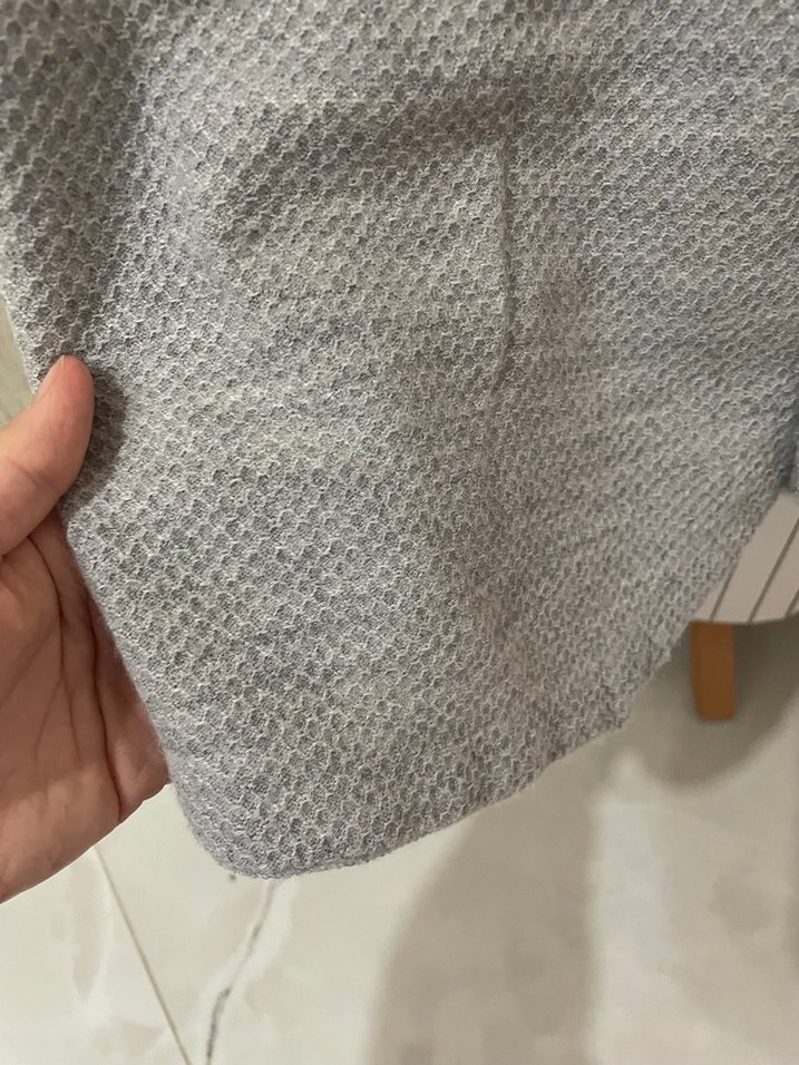 Düğmeli Gri V Yaka Örgü erkek Yelek - Görsel 4