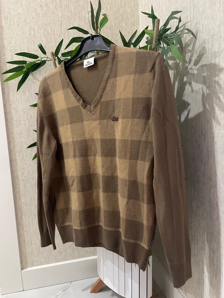 Kahverengi V Yaka Erkek Triko Kazak - Görsel 2