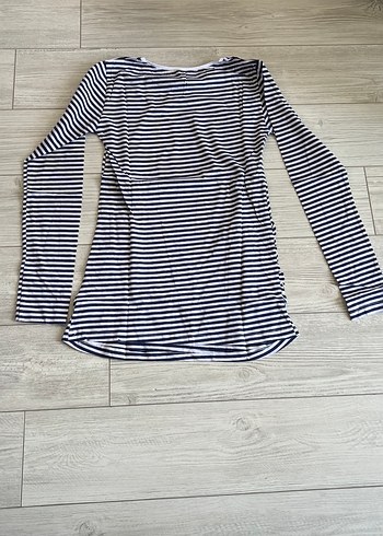 Çizgili Pamuklu Hamile Uzun Kollu Tişört - Görsel 2