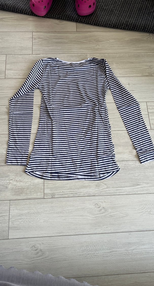 Çizgili Pamuklu Hamile Uzun Kollu Tişört - Görsel 2