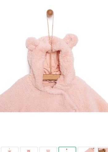 HelloBaby Peluş Kapüşonlu Pembe Bebek Tulum