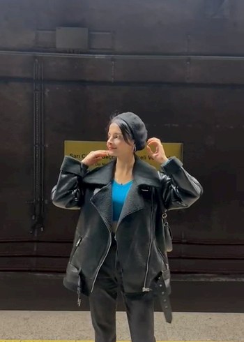 Diğer Siyah Kadın Deri Ceket