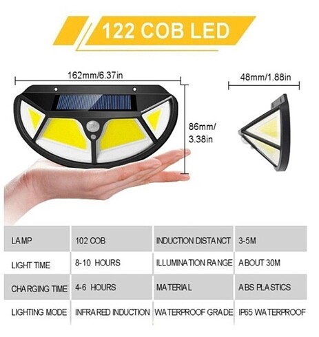  Beden 122 ledli solar lamba