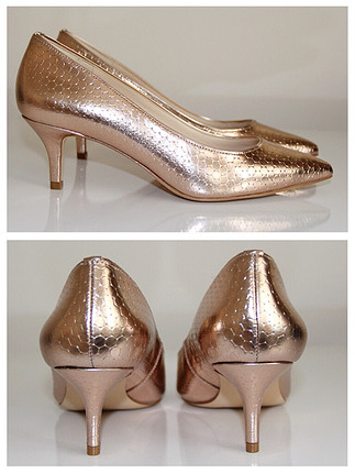 Nine West Kısa Topuklu Stiletto Rose Gold Ayakkabı Pembe Altın