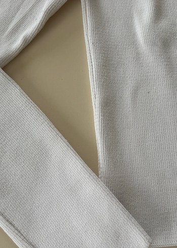 Beyaz Uzun Kollu Pamuklu Kadın Kazak - Görsel 3