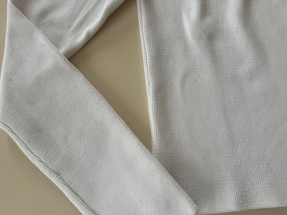 Beyaz Uzun Kollu Pamuklu Kadın Kazak - Görsel 3