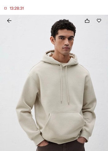 Bej Kapüşonlu Erkek Sweatshirt
