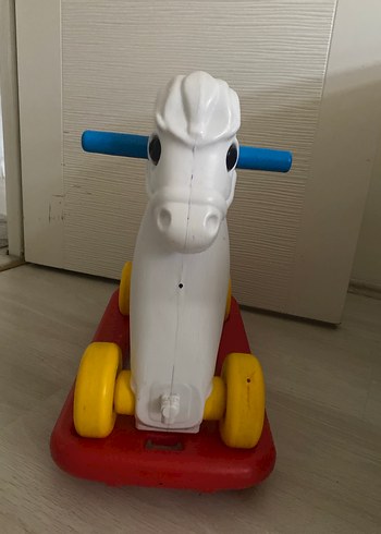 Renkli Tekerlekli Beyaz At Oyuncağı - Görsel 2