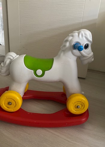 Renkli Tekerlekli Beyaz At Oyuncağı - Görsel 3
