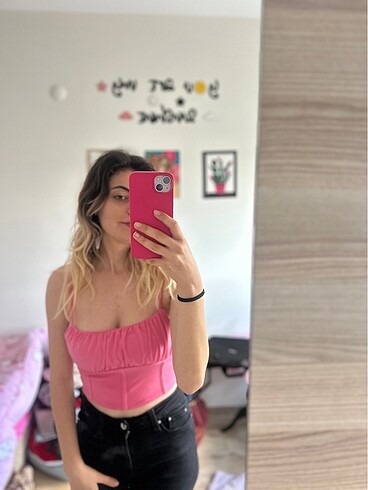 m Beden Çok şık pembe crop