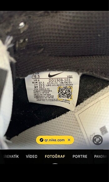 37,5 Beden siyah Renk nike dunk panda