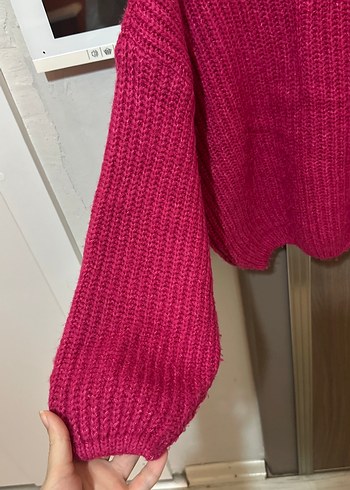 Pembe Kadın Uzun Kollu Örgü Kazak - Görsel 2