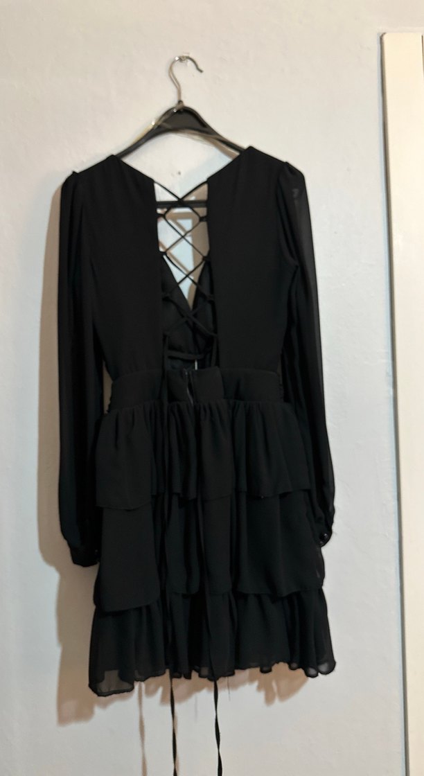 Uzun Kollu Siyah Gotik Elbise - Görsel 2