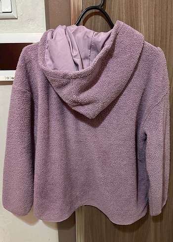 Mor Kapüşonlu Kadın Polar sweat - Görsel 4