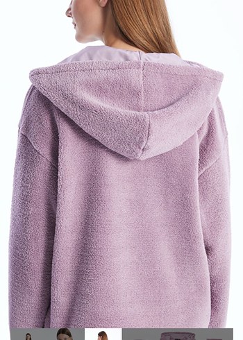 Mor Kapüşonlu Kadın Polar sweat - Görsel 7