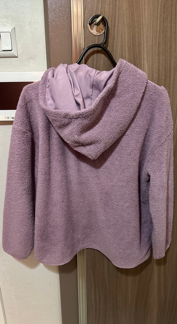 Mor Kapüşonlu Kadın Polar sweat - Görsel 4