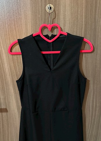 Siyah Kadın Uzun Kollu V Yakalı Tulum - Görsel 2