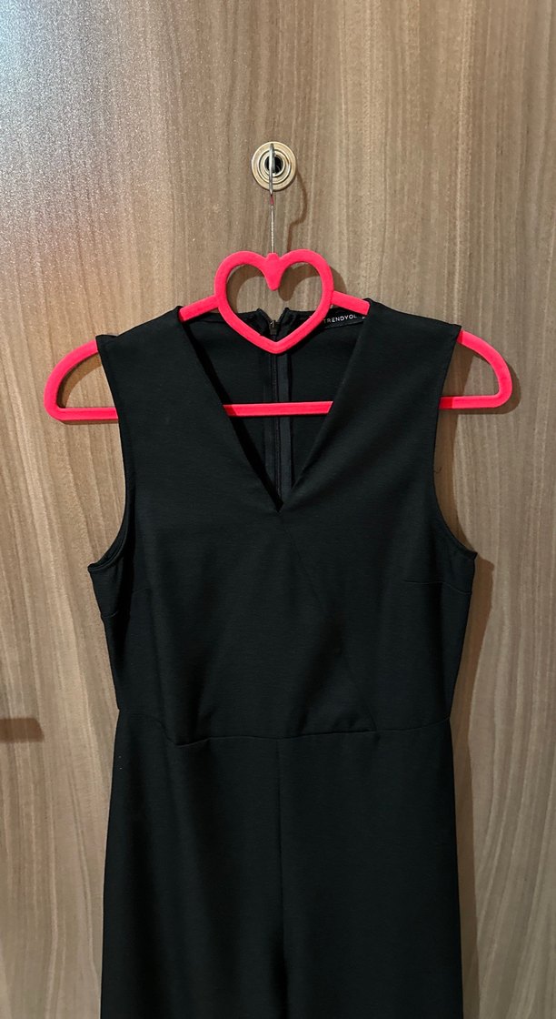 Siyah Kadın Uzun Kollu V Yakalı Tulum - Görsel 2