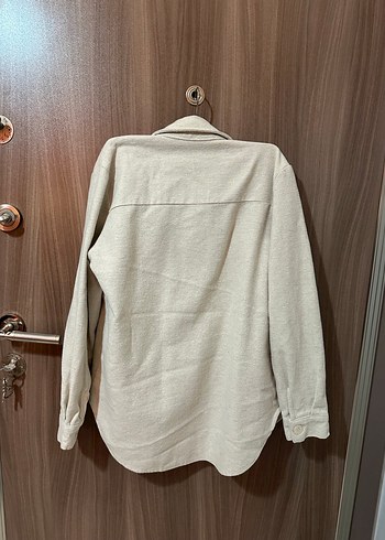 Düğmeli Bej Keten Kadın Ceket - Görsel 3