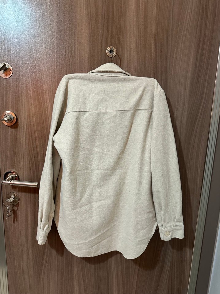 Düğmeli Bej Keten Kadın Ceket - Görsel 3