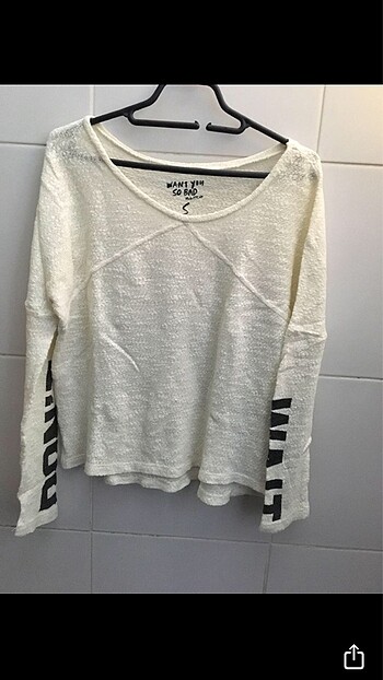 Mudo kolları baskılı beyaz Sweatshirt kazak