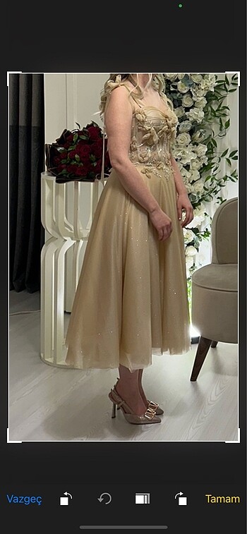 Gold rose özel dikim nişan elbisesi