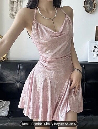 Bershka Pembe simli elbise