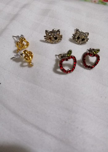 Renkli İşlemeli Mini Küpe Seti - Görsel 2