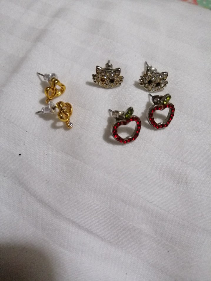 Renkli İşlemeli Mini Küpe Seti - Görsel 3