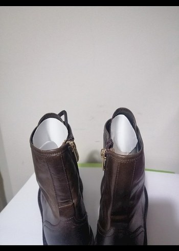 Kahverengi Deri Biker Kadın Bot - Görsel 6