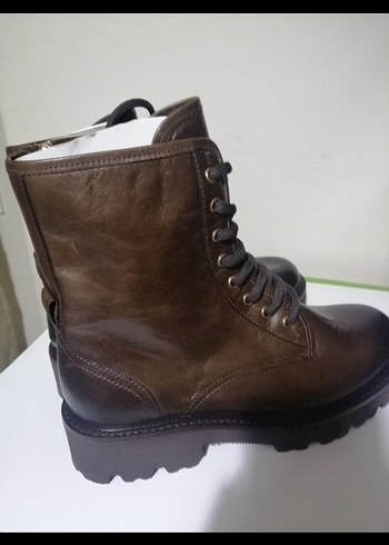 Kahverengi Deri Biker Kadın Bot - Görsel 7