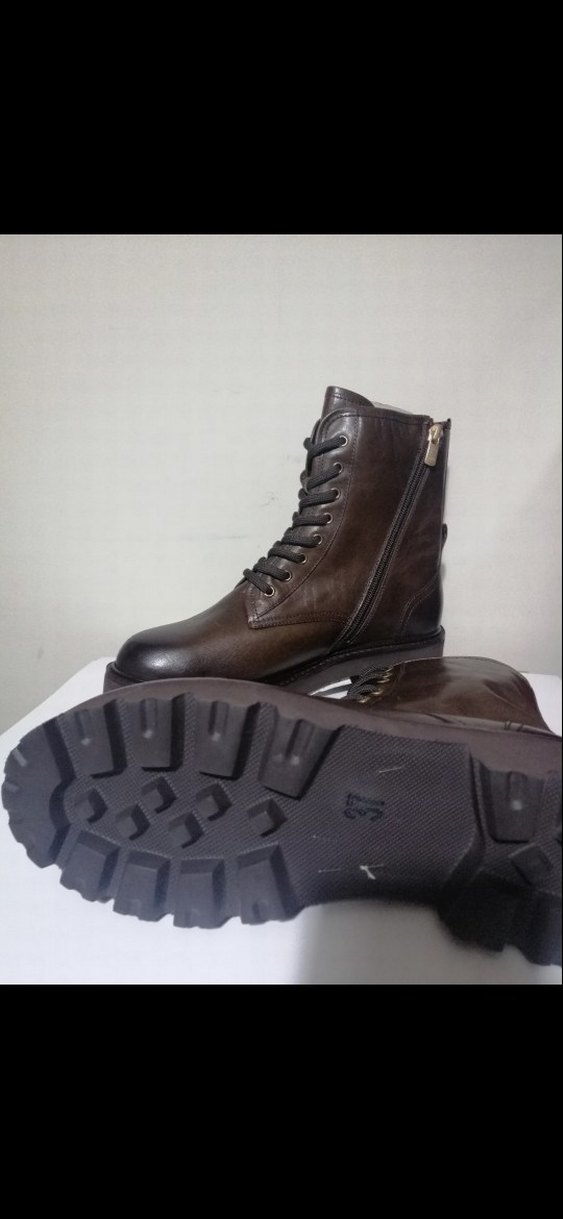 Kahverengi Deri Biker Kadın Bot - Görsel 4