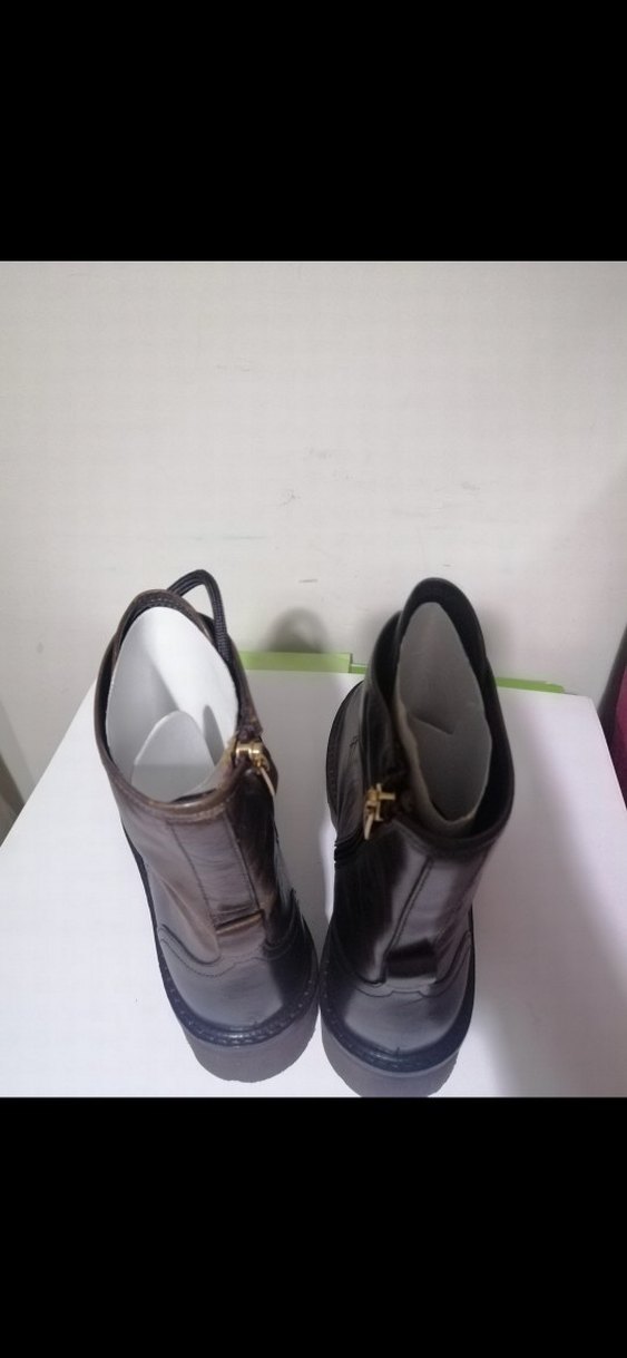 Kahverengi Deri Biker Kadın Bot - Görsel 5