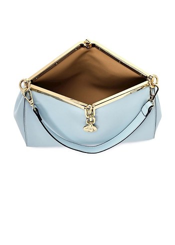 Drapeli Mavi Deri Kadın Çanta - Görsel 4