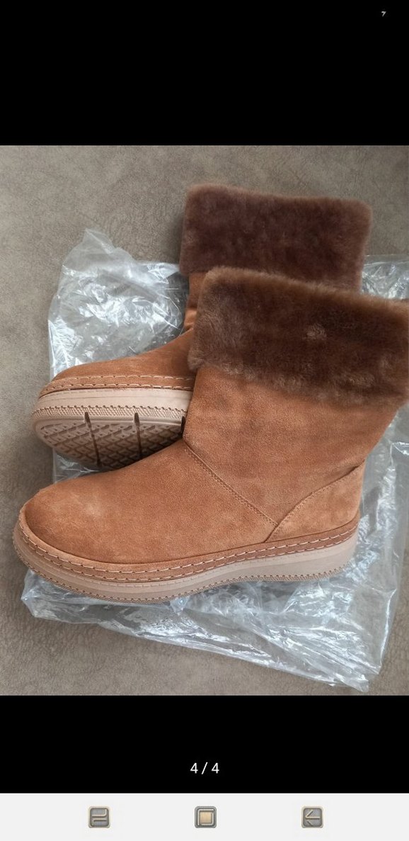 Kadın Bej Süet Kürklü Deri Bot - Görsel 4