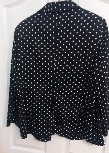 Siyah Puantiyeli Düğmeli Kadın Blazer - Görsel 2