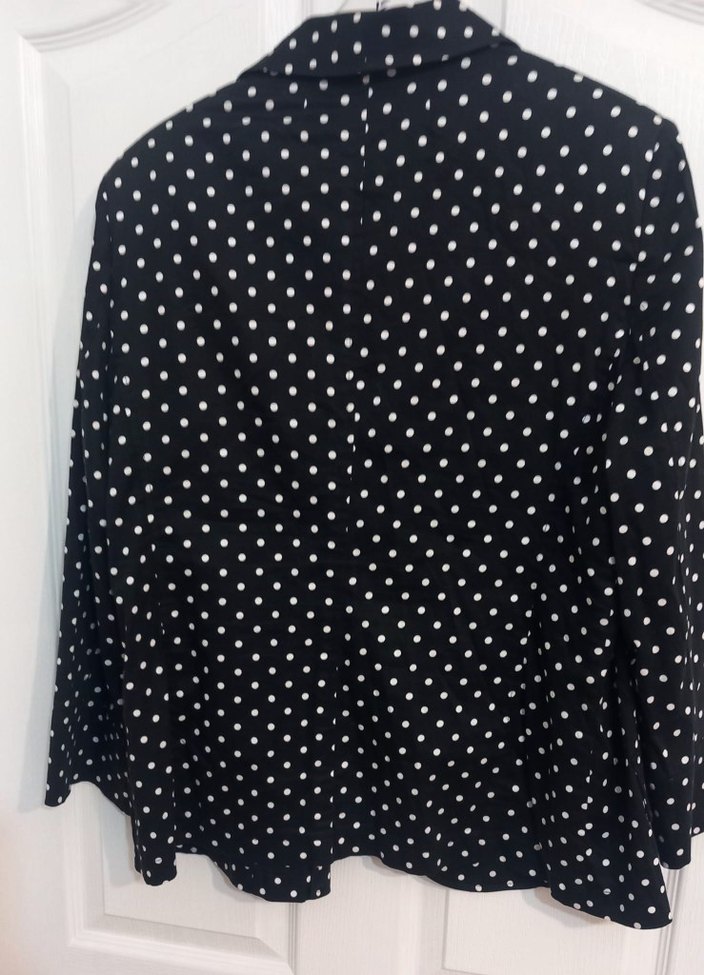 Siyah Puantiyeli Düğmeli Kadın Blazer - Görsel 2